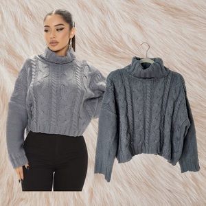 FASHION NOVA Blue Turtleneck Sweater